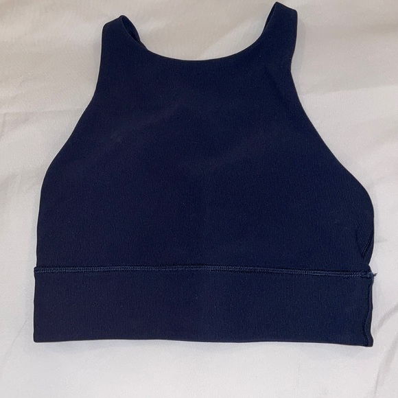 lululemon athletica Tops - Lululemon Energy Bra High Neck Longline Ribbed (True Navy)